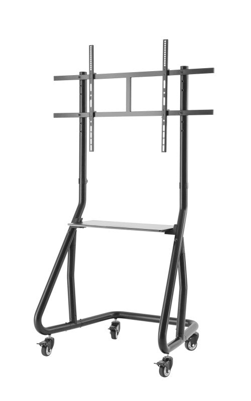Add Vision floor trolley with shelf, white background, sturdy metal frame, and practical storage for organizing and transporting items.
