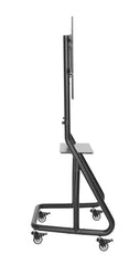 Add Vision floor trolley with shelf, white background, sturdy metal frame, and ample storage space for industrial or workshop use.