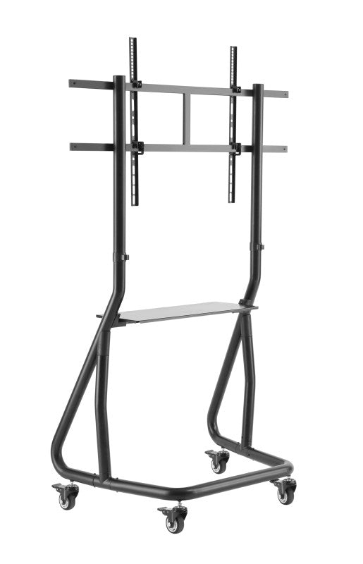Add Vision floor trolley with shelf, white background, sturdy metal frame and versatile storage for industrial or warehouse use.