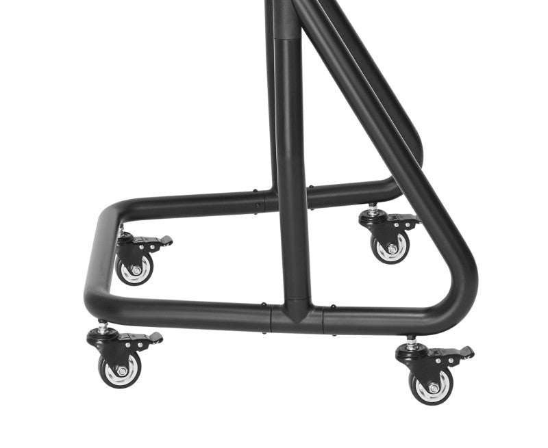 Add Vision floor trolley with shelf, white background, durable metal frame and adjustable shelf for versatile storage and transport.